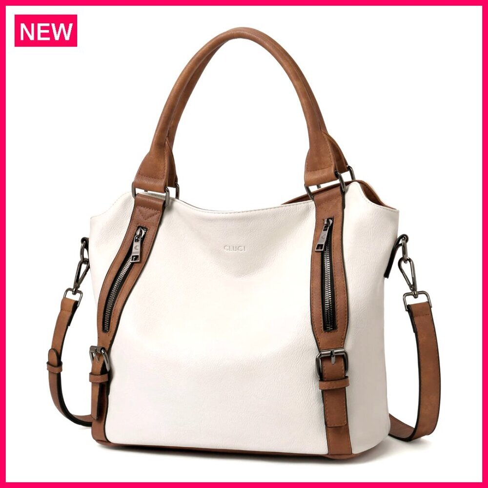 Large Vegan Leather Hobo Bag With Multiple Pockets, Adjustable Strap, Water
